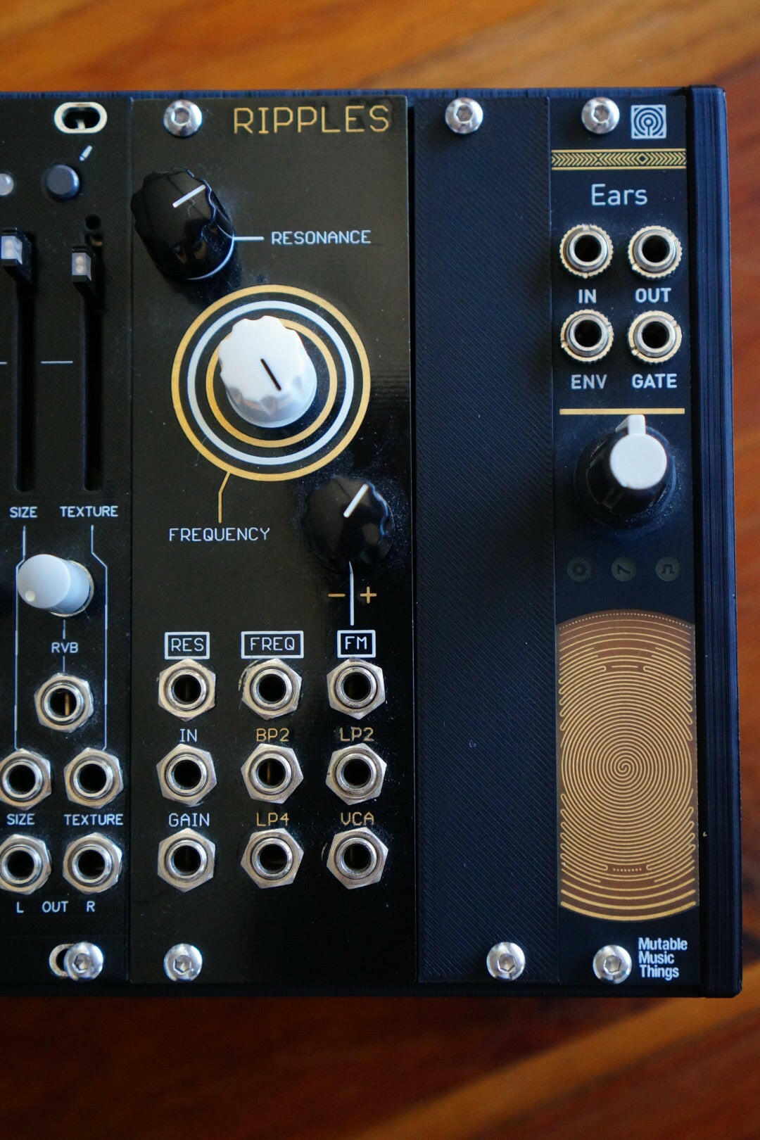 4HP Eurorack blanking panel in a modular synth case
