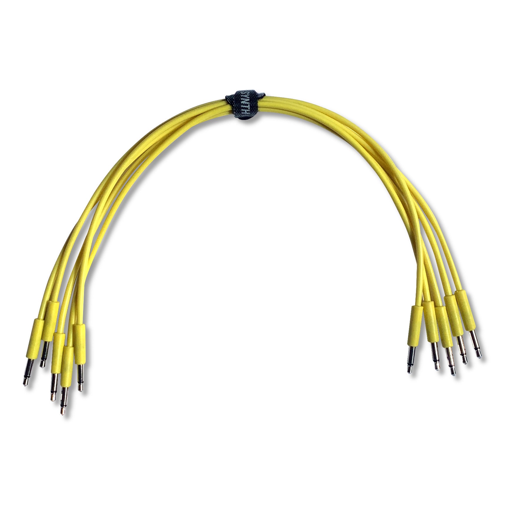 yellow modular synth audio patch cables